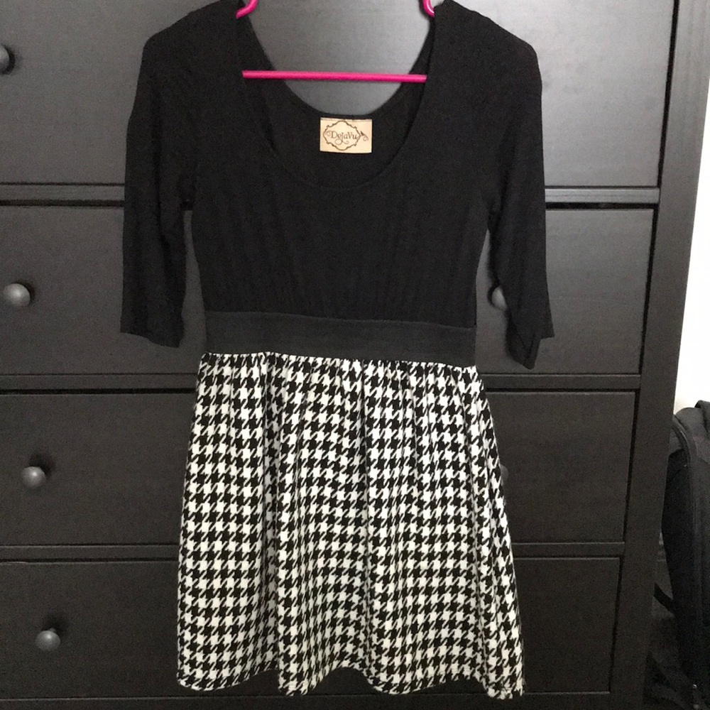 Black and white buffalo check dress